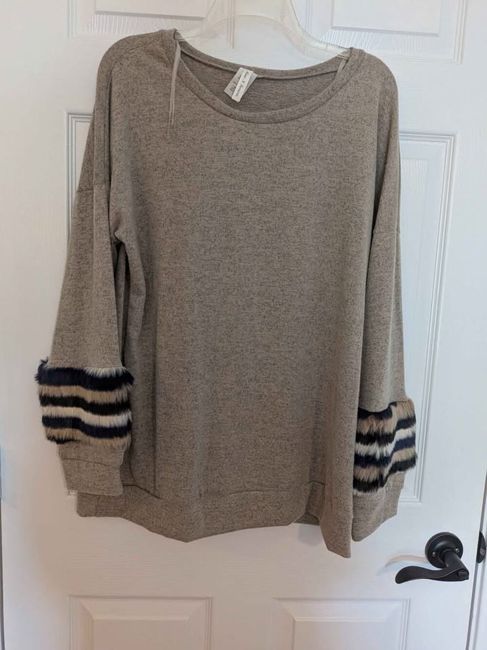 Plus Size Fuzzy Trim Sweater
